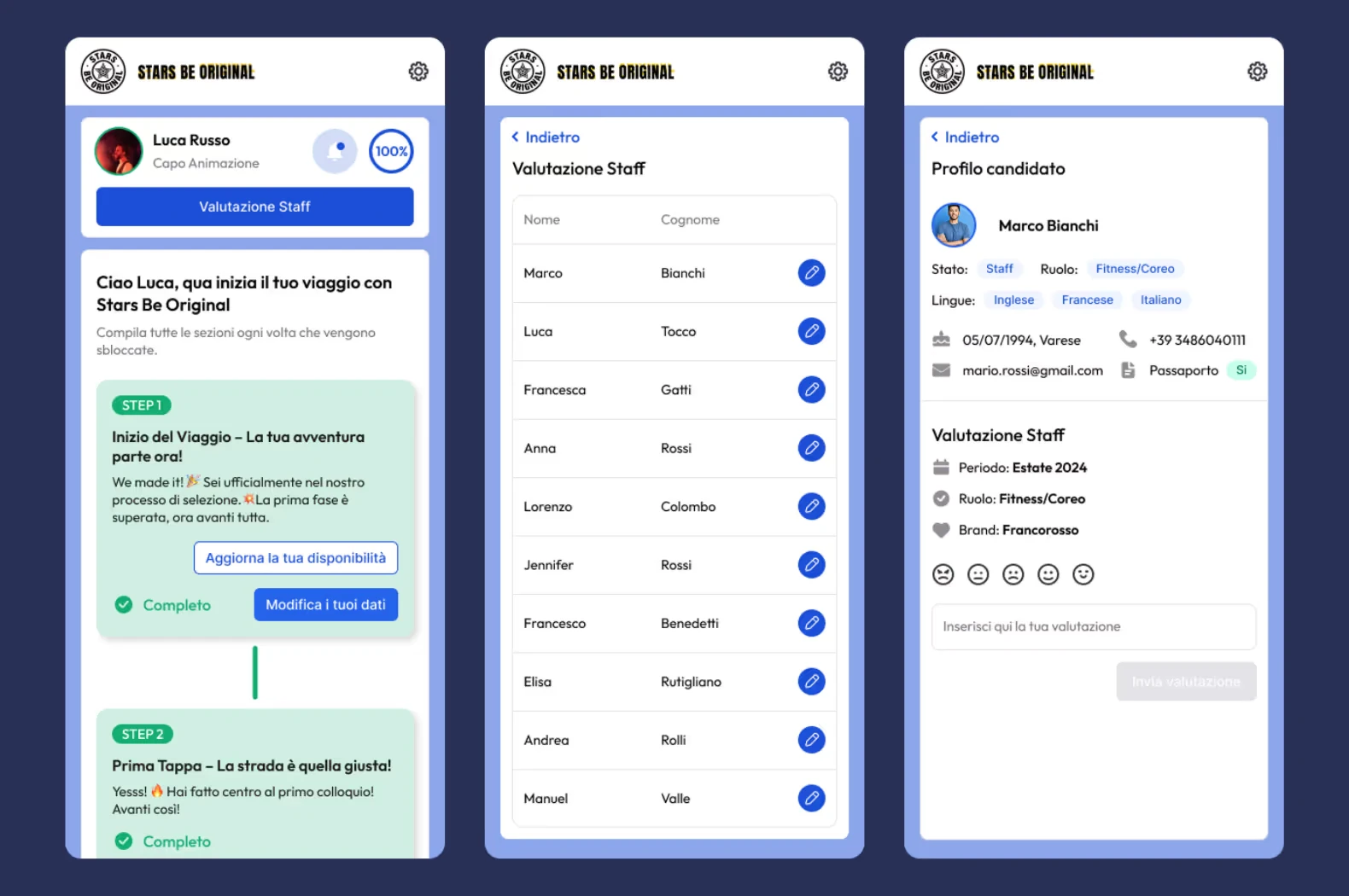 Applicant profile detail with agent status